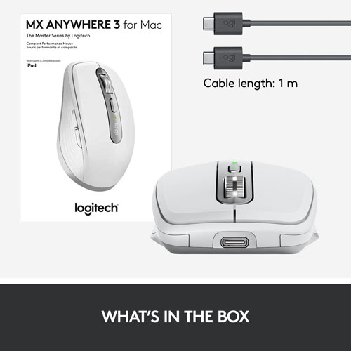 Logitech MX Anywhere 3 Bluetooth Darkfield Mouse for Mac - Pale Grey