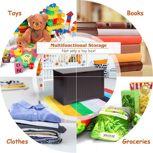 Costway MDF Toy Box Wooden Toy Organizer with High-Quality Flip-Top Lid Kindergarten White/Brown