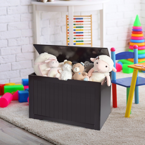 Costway MDF Toy Box Wooden Toy Organizer with High-Quality Flip-Top Lid Kindergarten White/Brown