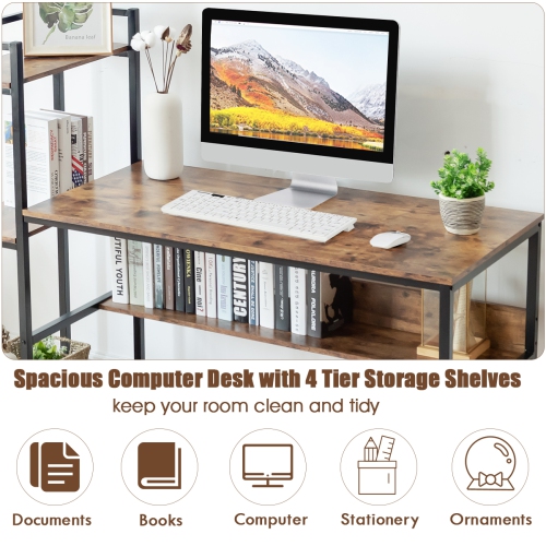 Costway Multi-Functional Computer Desk with 4-tier Storage shelves