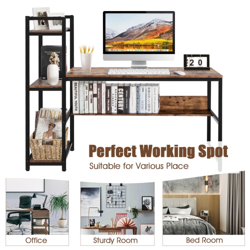 Costway Multi-Functional Computer Desk with 4-tier Storage shelves