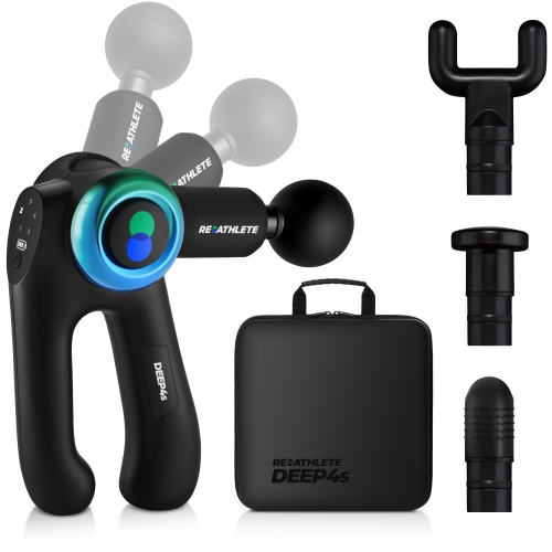 REATHLETE DEEP4S Percussive Therapy Device – Massage Gun for Athletes – Handheld, Wireless Deep Tissue Massage – Ideal for Back, Shoulder, Arms, Glut