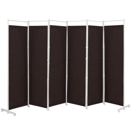 Costway 6-Panel Room Divider Folding Privacy Screen w/Steel Frame Decoration Brown