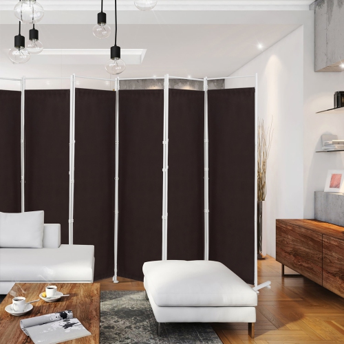 Costway 6-Panel Room Divider Folding Privacy Screen w/Steel Frame Decoration Brown