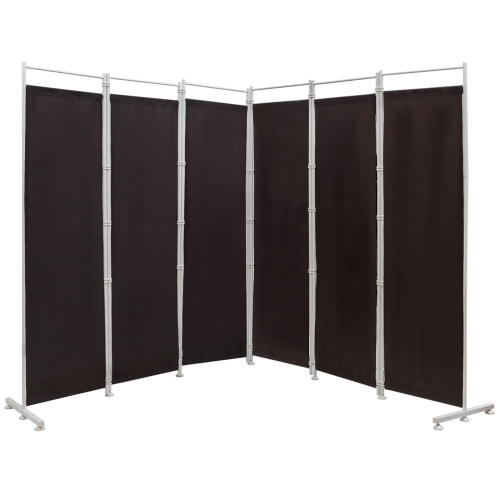 Costway 6-Panel Room Divider Folding Privacy Screen w/Steel Frame Decoration Brown