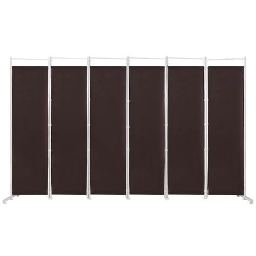 Costway 6-Panel Room Divider Folding Privacy Screen w/Steel Frame Decoration Brown