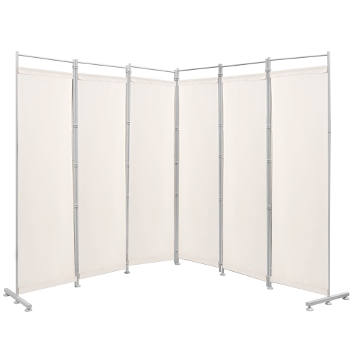 Costway 6-Panel Room Divider Folding Privacy Screen w/Steel Frame Decoration White