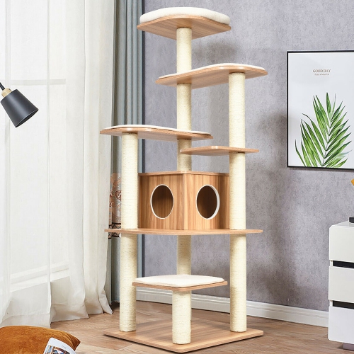 Costway 69" Modern Cat Tree Multi-layer Kitten Activity Tower w/ Removable Soft Mat