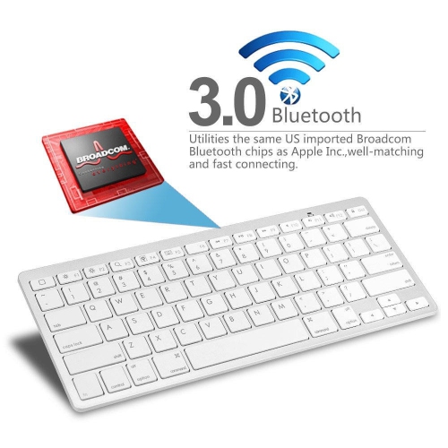 PRIMECABLES Bluetooth 3.0 Keyboard Slim Mini Wireless Qwerty Keyboard, Silver