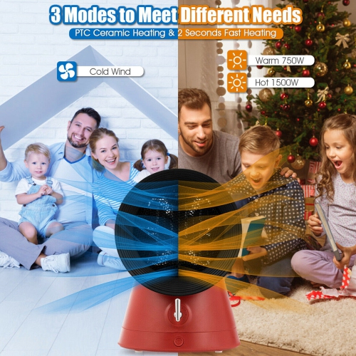 Gymax 1500W Portable PTC Ceramic Space Heater Mini Electric Desktop Heating Fan Red
