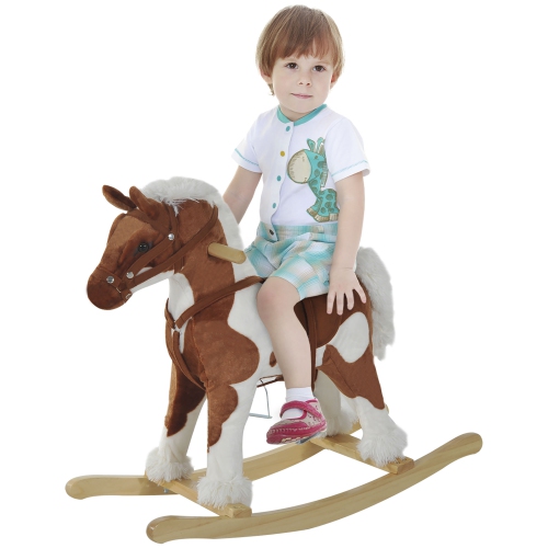 QABA  Kids Rocking Horse Ride On Toy for Toddler 3 Year Old With Nursery Rhyme Music And Light