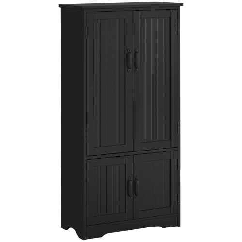 HOMCOM  Accent Kitchen Pantry, Floor Cupboard Storage Cabinet With Adjustable Shelves And Doors In Black