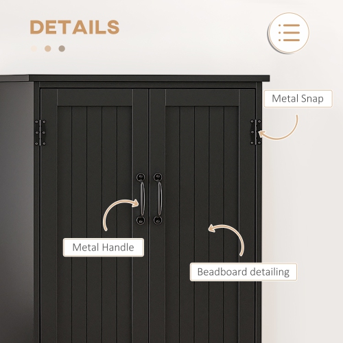 HOMCOM 48" Kitchen Pantry Cabinet, Freestanding Kitchen Storage Cabinet with Adjustable Shelves and Doors, Black