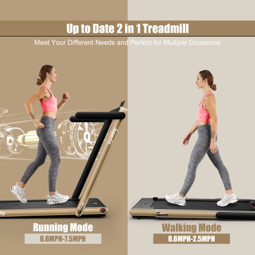 SuperFit 2.25HP 2 in 1 Folding Treadmill W/ APP Control Speaker Remote Control