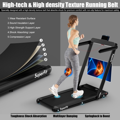 SuperFit 2.25HP 2 in 1 Folding Treadmill W/ APP Remote Control
