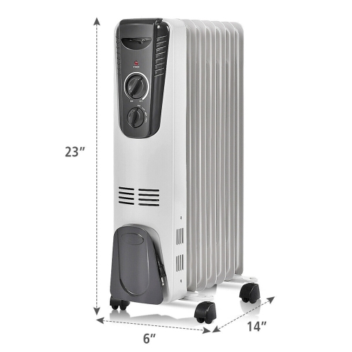 Gymax 1500W Oil Filled Radiator Heater Portable Space Heater w/ 3 Heat Settings