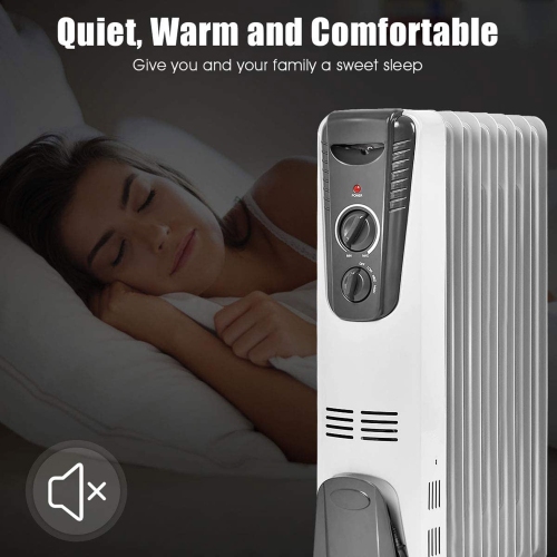 Gymax 1500W Oil Filled Radiator Heater Portable Space Heater w/ 3 Heat Settings