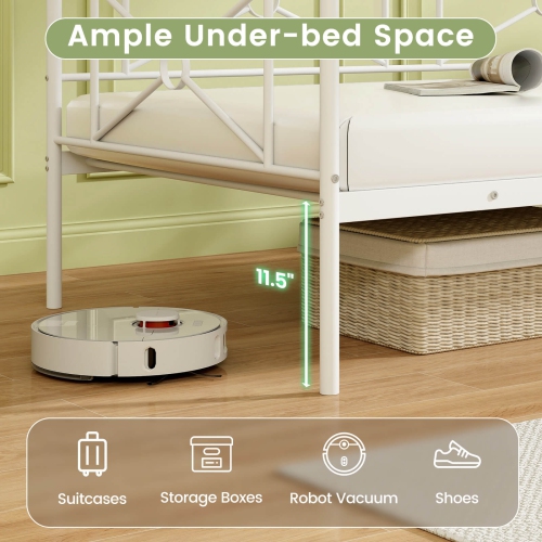 Costway Metal Daybed Frame Twin Size Mattress Foundation with Metal Slat Support Headboard