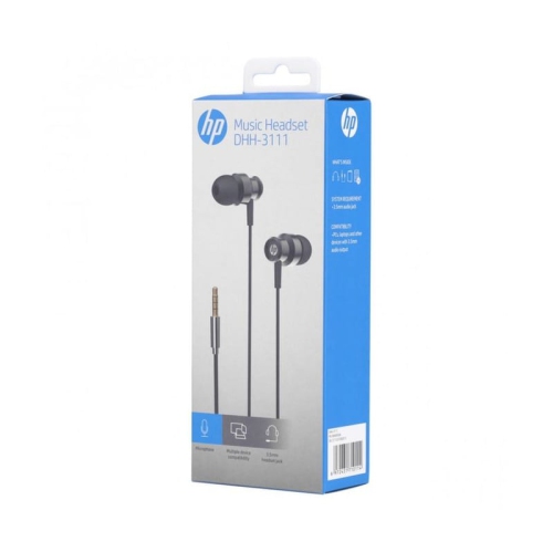HP - In-Ear Stereo Headphones with Volume Control and Microphone, Black