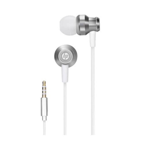 HP - Écouteur Stéréo Intra-Auriculaire avec Contrôle du Volume et Microphone, Argent