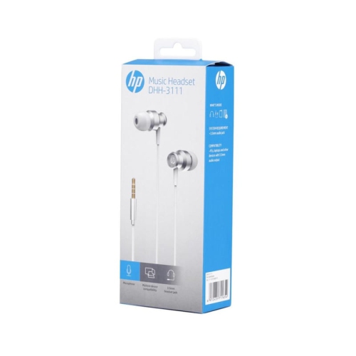 HP - In-Ear Stereo Headset with Volume Control and Microphone, Silver