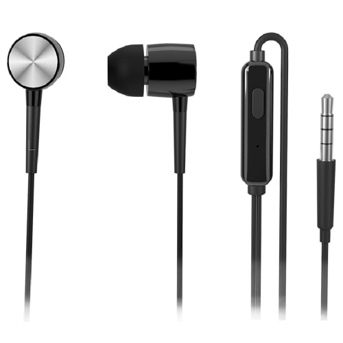 HP - In-Ear Stereo Headphones with Volume Control and Microphone, Black