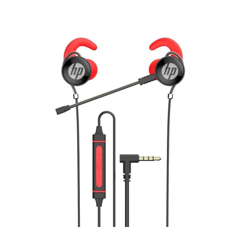 HP In-Ear Stereo Gaming Headphones with Volume Control and Detachable Microphone, Red