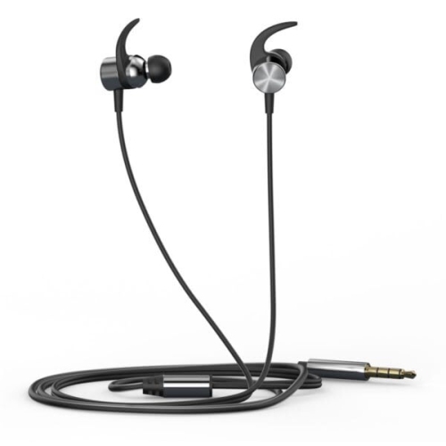 HP In-Ear Stereo Headphones with Volume Control and Microphone, Gray
