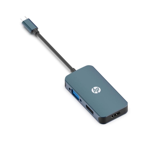 HP - USB C 3.1 Male to HDMI, VGA and Display Port Adapter, HDMI 4k, DP 4k, VGA 1080P, Black