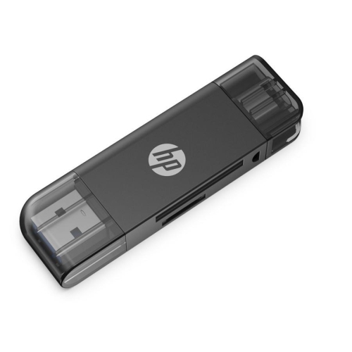 HP – Adaptateur USB A 3.1 vers USB C avec lecteur de cartes SD/TF, noir