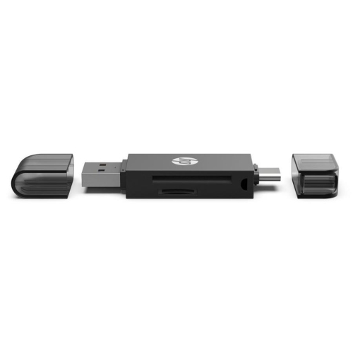 HP – Adaptateur USB A 3.1 vers USB C avec lecteur de cartes SD/TF, noir