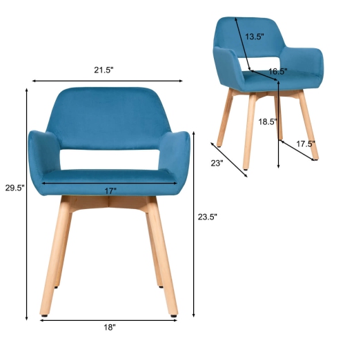 Costway Set of 4 Modern Accent Armchairs Velvet Fabric Leisure Chairs Club Guest