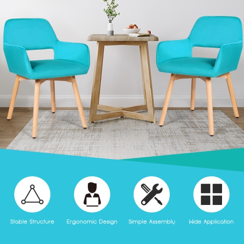 Costway Set of 4 Modern Accent Armchairs Velvet Fabric Leisure Chairs Club Guest