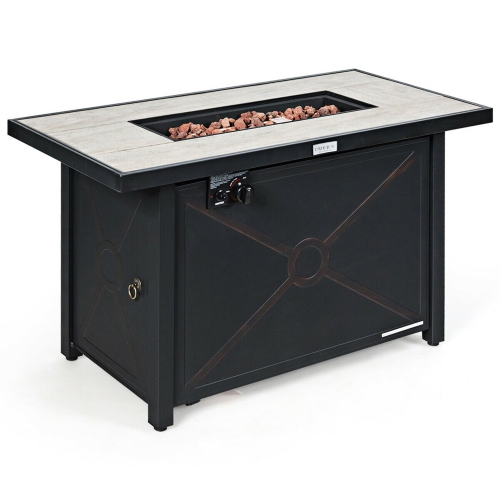 Gymax 42'' Rectangular Propane Gas Fire Pit 60,000 Btu Heater Outdoor Table W/ Cover