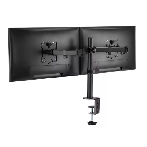 AMER Dual Monitor Desk Mount with C-Clamp | Heavy Duty Fully Adjustable Arms Holds 2 VESA Screens up to 32"