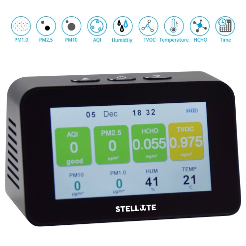 Stellate – moniteur intelligent de qualité de l’air intérieur pour HCHO/formaldéhyde, TCOV, PM1.0, PM2.5, AQI