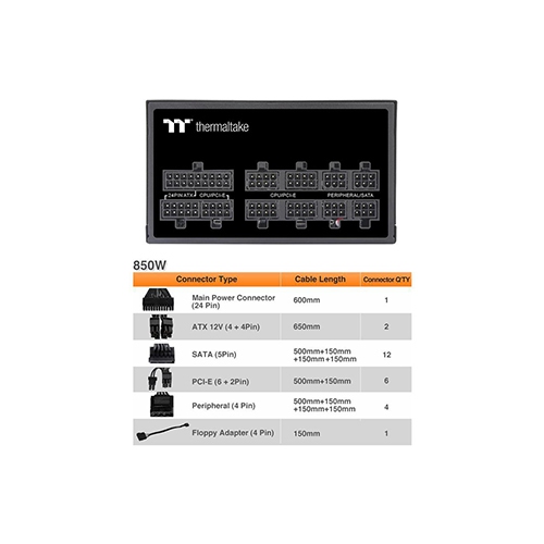 Thermaltake Power Supply PS-TPD-0850FNFAGU-1 Toughpower GF1 850W 80+ Gold Fully Modular Retail