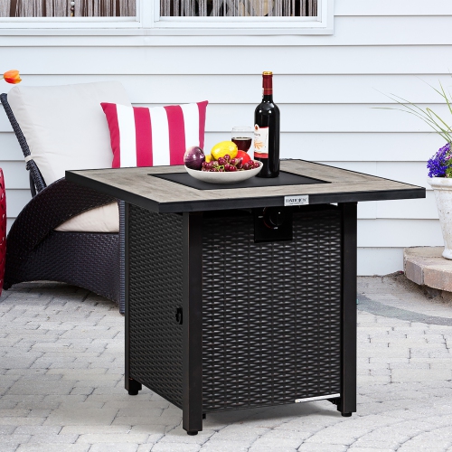 Costway 30" Square Propane Gas Fire Pit Table Ceramic Tabletop 50,000 BTU W/ Cover