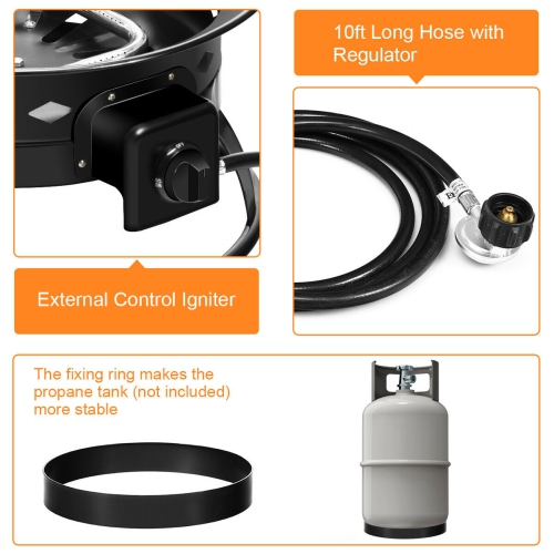 Costway Portable Fire Pit Outdoor 58,000 BTU Propane Patio Lava Rocks Camping Events