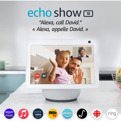 Echo Show 10 d'Amazon avec Alexa - Blanc glacier