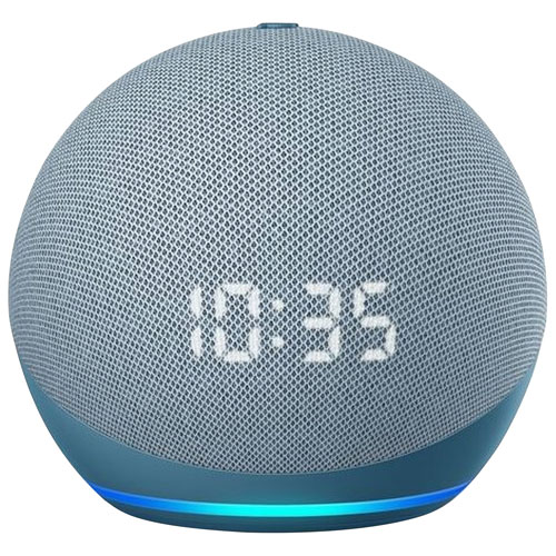 Haut-parleur intelligent Echo Dot d'Amazon avec Alexa et horloge - Bleu crépuscule