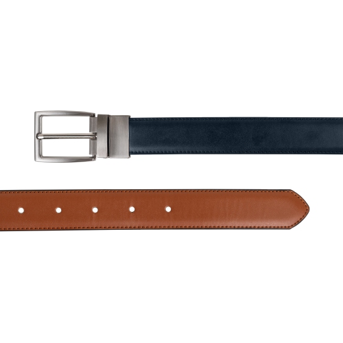 CHAMPS Leather One Size Reversible and Adjustable Belt, TanNavy