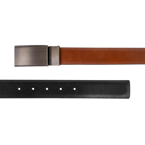 CHAMPS Leather One Size Reversible and Adjustable Belt, TanBlack