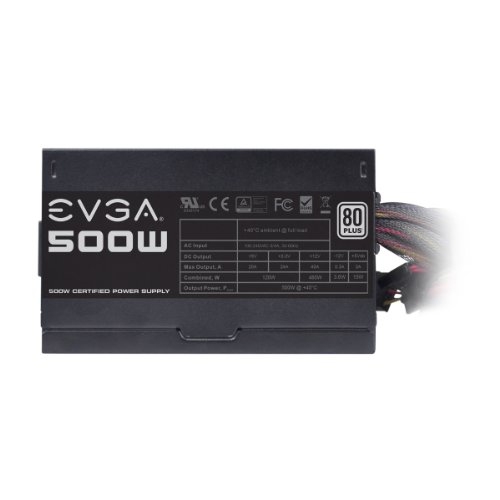 EVGA 100-W1-0500-KR 500 W1, 80+ White 500W, 3 Year Warranty, Power Supply 100-W1-0500-KR