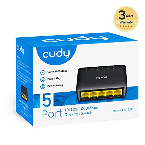 Cudy GS105D 5-Port Gigabit Ethernet Unmanaged Switch - Desktop, Fanless, Plug and Play
