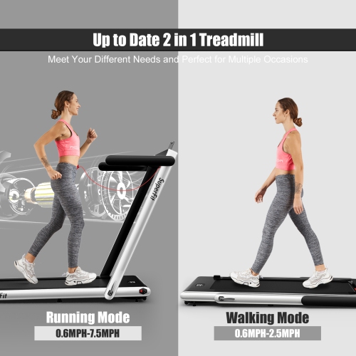 SuperFit 2.25HP 2 in 1 Folding Treadmill W/ APP Control Speaker Remote Control