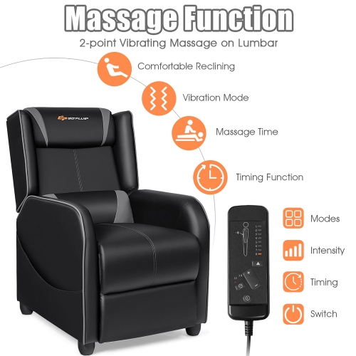 Goplus Massage Gaming Recliner Chair Single Living Room Sofa Home Theater Seat