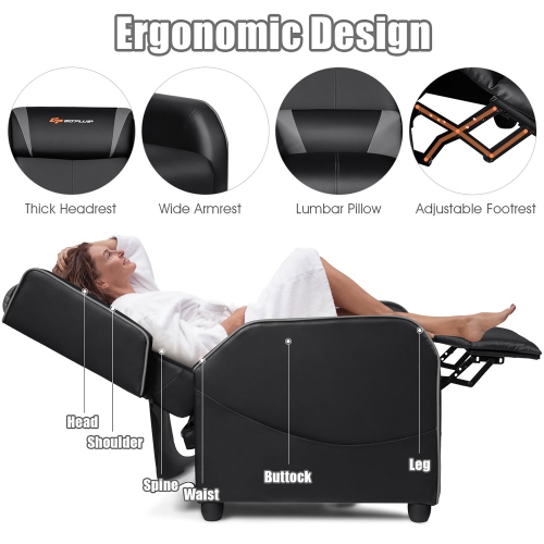 Goplus Massage Gaming Recliner Chair Single Living Room Sofa Home Theater Seat