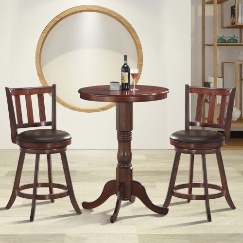 Costway Set of 2 25'' Swivel Bar stool Leather Padded Dining Kitchen Pub Bistro Chair