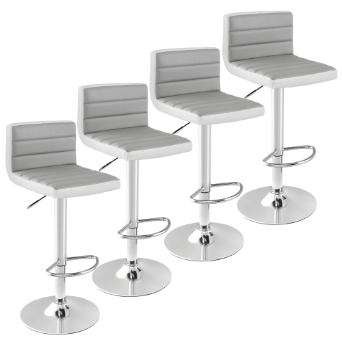 Costway Set of 4 Bar Stools Adjustable Barstool PU Leather Swivel Pub Chairs Armless New